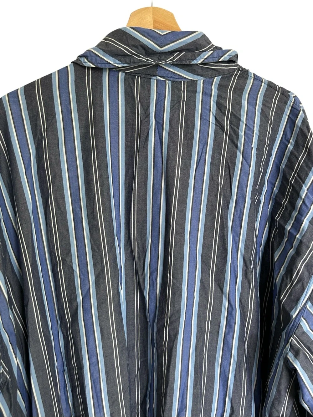 Men’s Polo Ralph Lauren Cotton Robe Blue Stripe L/XL Pockets Lightweight